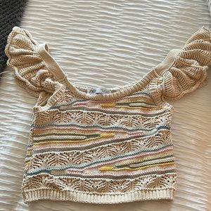 Zara crop top embroidered shirt